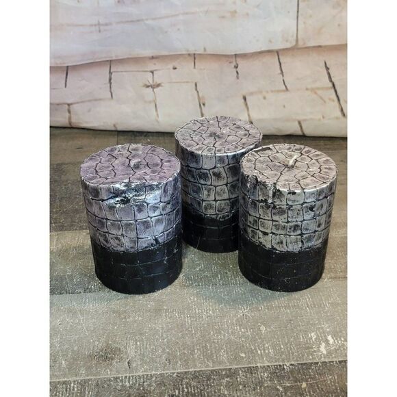 Black silverscale‎ Candle set Halloween decor - Picture 1 of 7